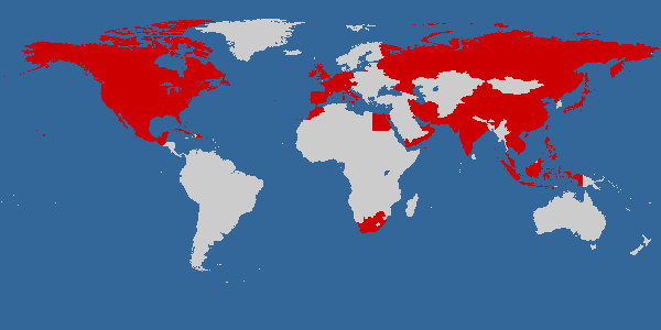 51 países visitados a 26 de diciembre de 2009