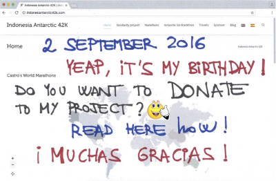 September 2nd, 2016  Happy birthday to me! Donations accepted for the project #indonesiantarctic42k :-)