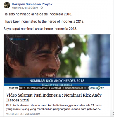 La ONG Proyecto Harapan necesita tu ayuda  Carlos Ferrándiz nominado a ¨Héroe de Indonesia 2018¨.