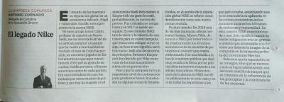 ¨El legado Nike¨ - Artículo de Antonio Cornadó publicado hoy en el Diario Montañés.