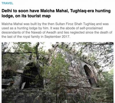 Malcha Mahal to be restored + The Ridge (New Delhi, India)