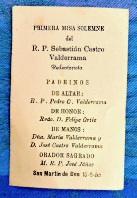 Hoy en la historia. 15 de agosto de 1955: mi tío Sebastián cantaba su primera misa.