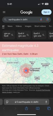 17 de febrero de 2025, 5:36am - Me despierta un terremoto en Delhi