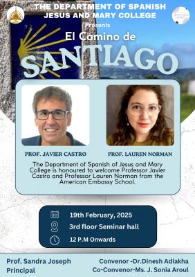 Presentación sobre El Camino de Santiago  Jesus and Mary College, Nueva Delhi. 19 de febrero de 2025.