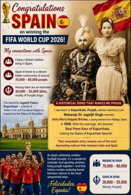 Espa&ntilde;a (f&uacute;tbol masculino)  Campeones del Mundo FiFA2026  Conexi&oacute;n con India.