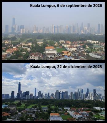 &Iacute;ndice de Calidad del Aire (AQI) en Kuala Lumpur, 6 de septiembre de 2026 = 204, a las 8:00am